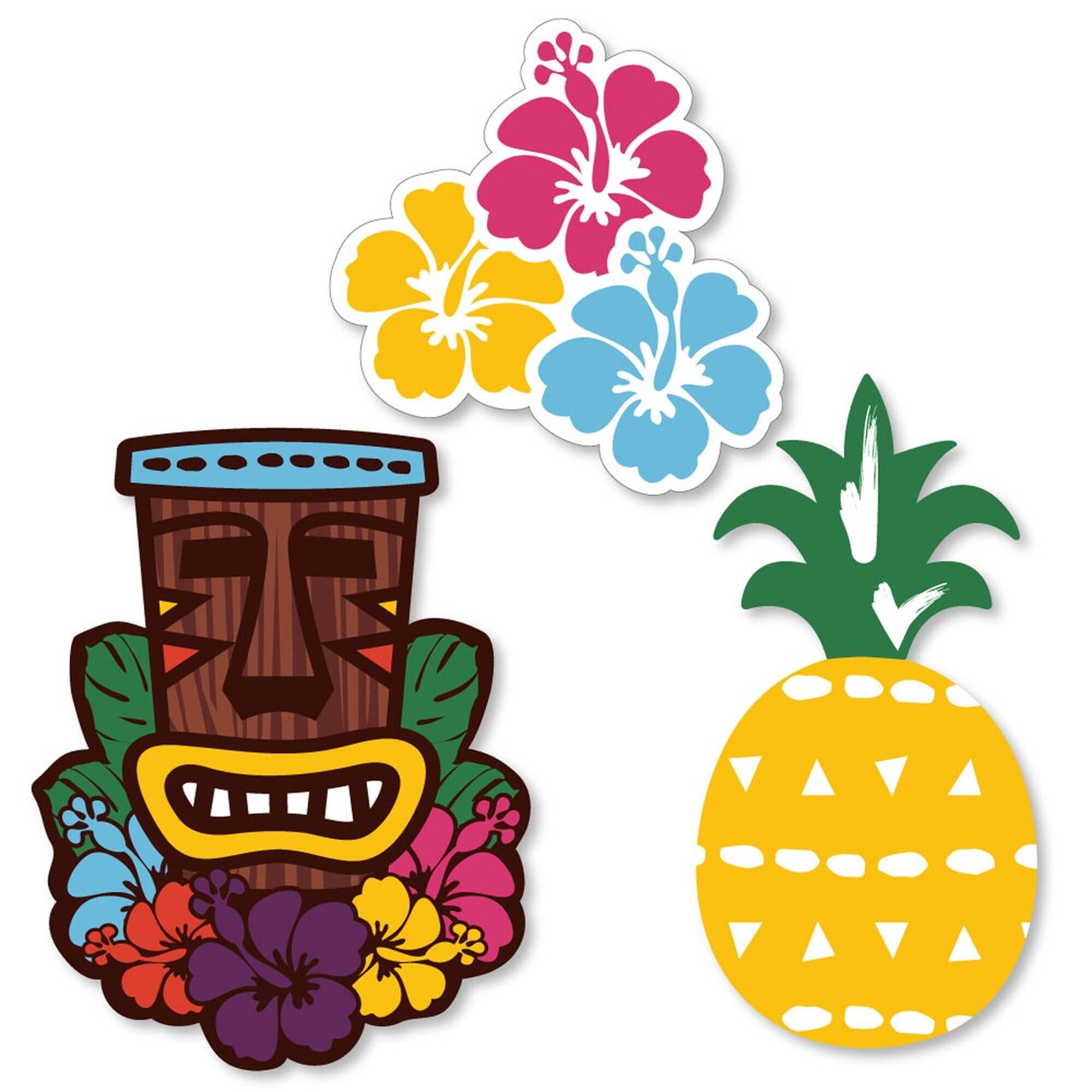 Big Dot of Happiness Tiki Luau - DIY Shaped Tropical Hawaiian Summer Party Cut-Outs - 24 Count